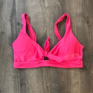 Aerie Pink Bikini Top with Twist Detail